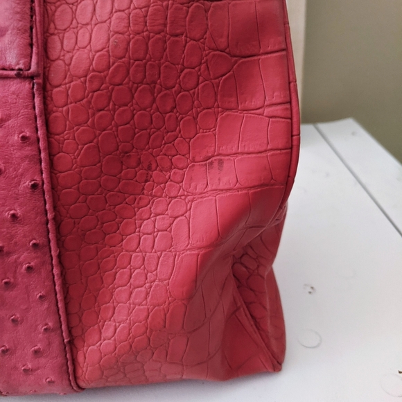 pink & orange faux crocodile faux leather handbag - Picture 4 of 14